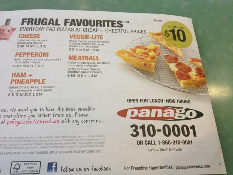 Panago Pizza - Vancouver, BC menu_pic