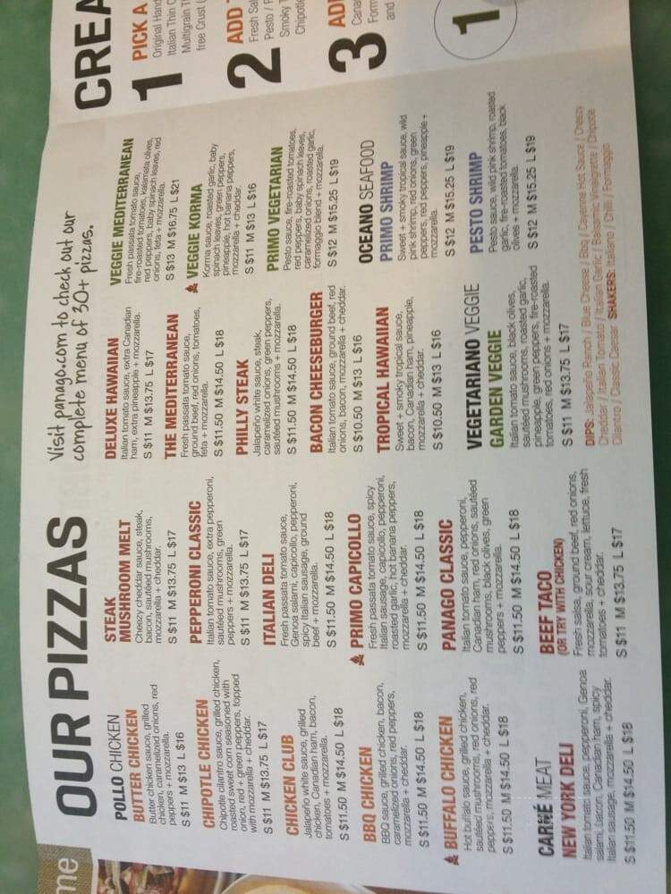Panago Pizza - Vancouver, BC menu_pic