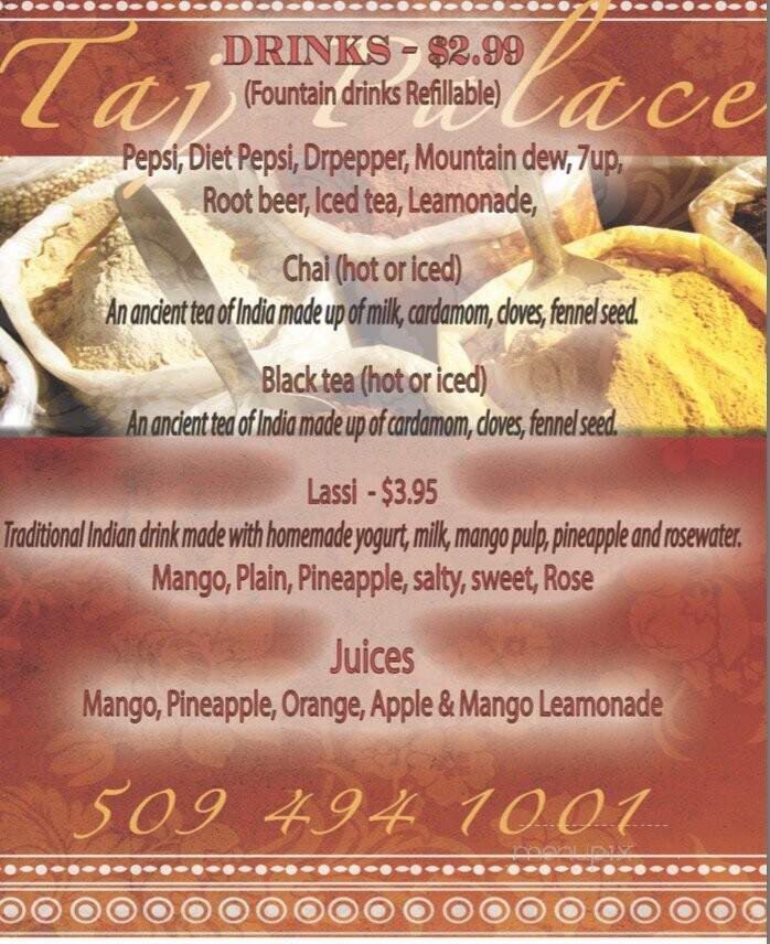 Taj Palace - Edmonton, AB menu_pic