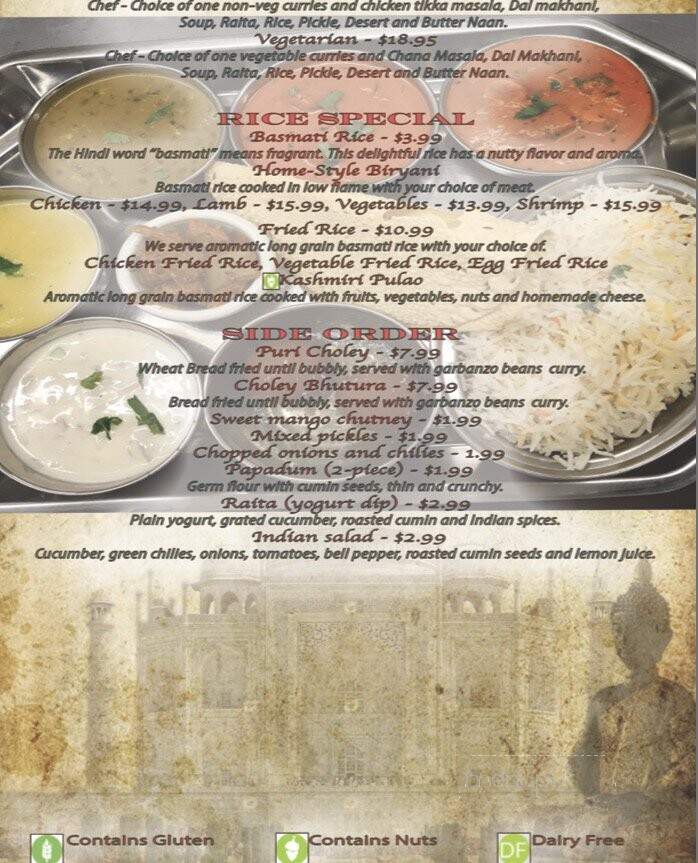 Taj Palace - Edmonton, AB menu_pic