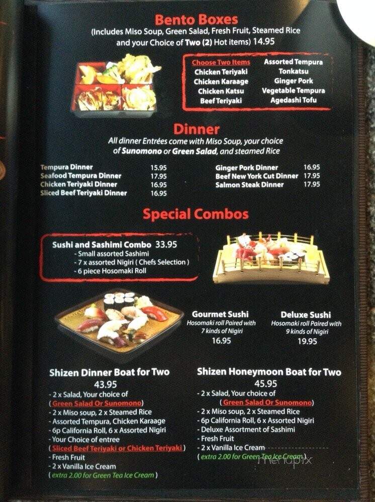 Shizen Japanese Restaurant Inc - Victoria, BC menu_pic