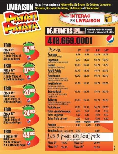 Patati Patata - Alma, QC menu_pic