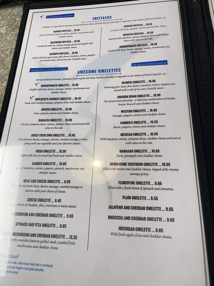 Blue Bird Restaurant - Sussex, NB menu_pic