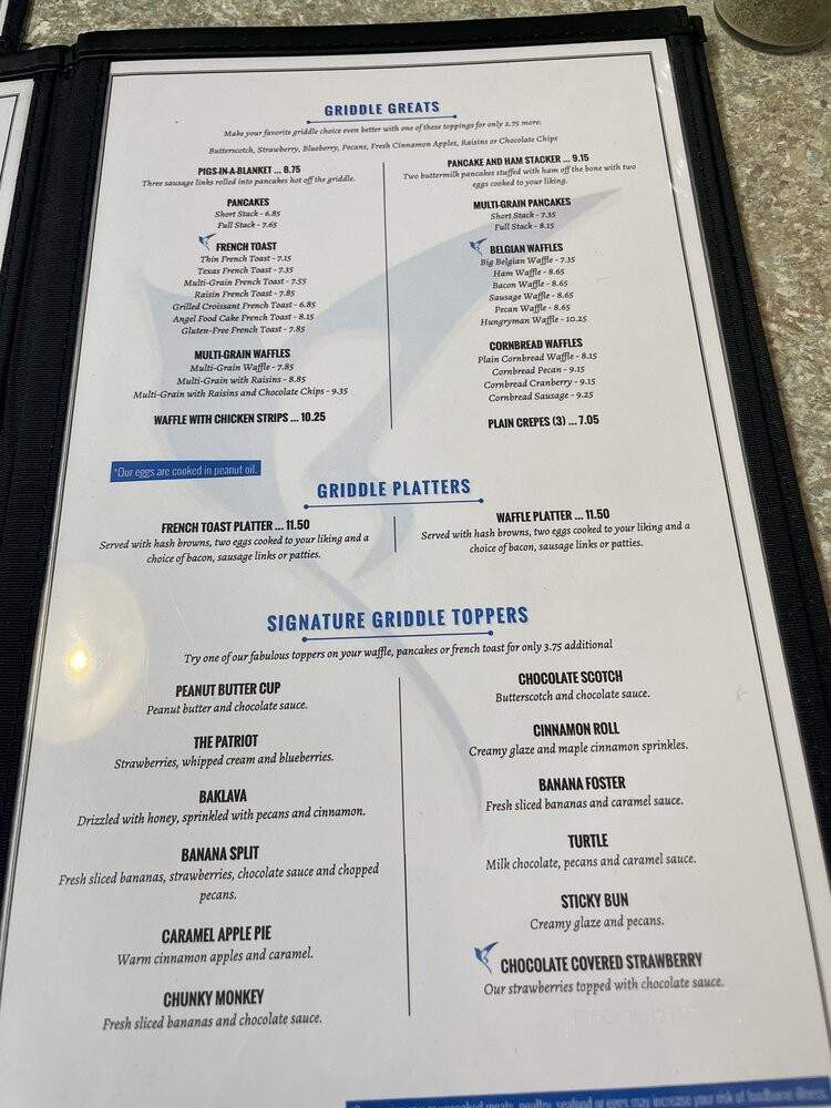 Blue Bird Restaurant - Sussex, NB menu_pic