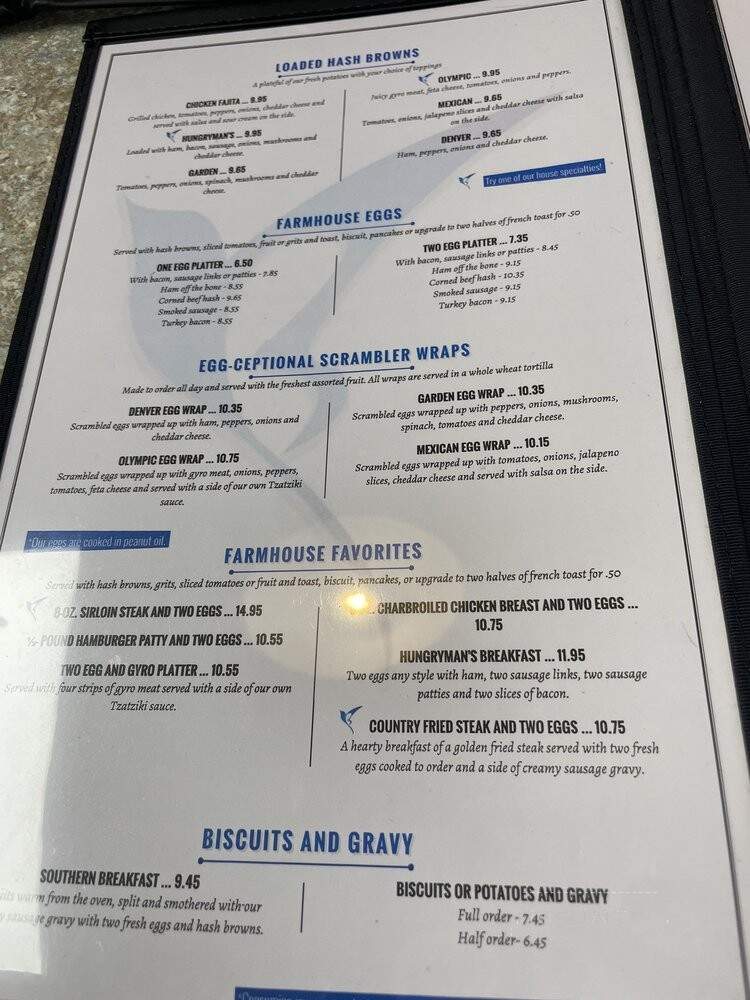 Blue Bird Restaurant - Sussex, NB menu_pic