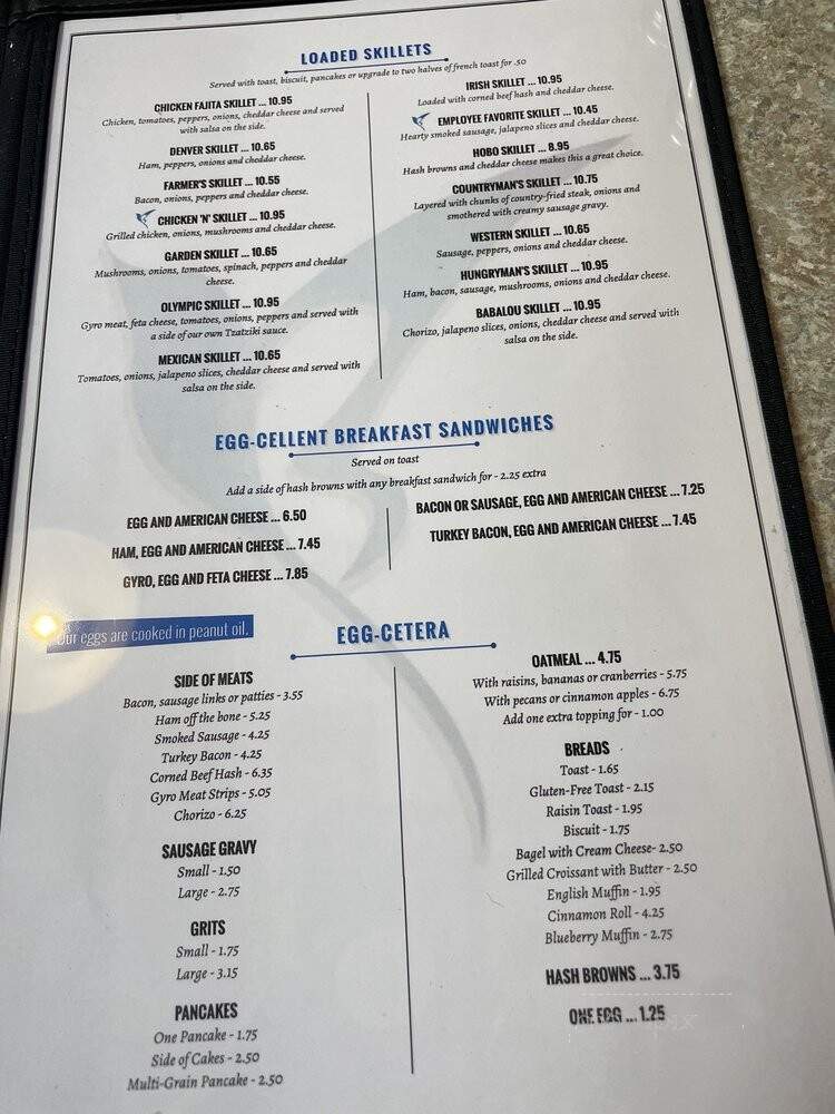 Blue Bird Restaurant - Sussex, NB menu_pic