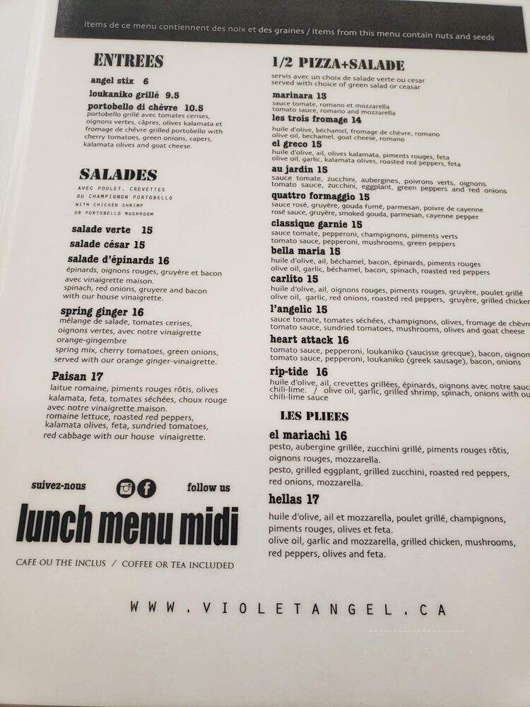 Restaurant Violet Angel - Montreal, QC menu_pic