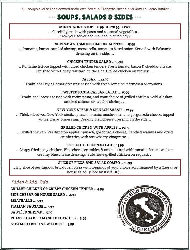 Amici Italian Cuisine - Fredericton, NB menu_pic
