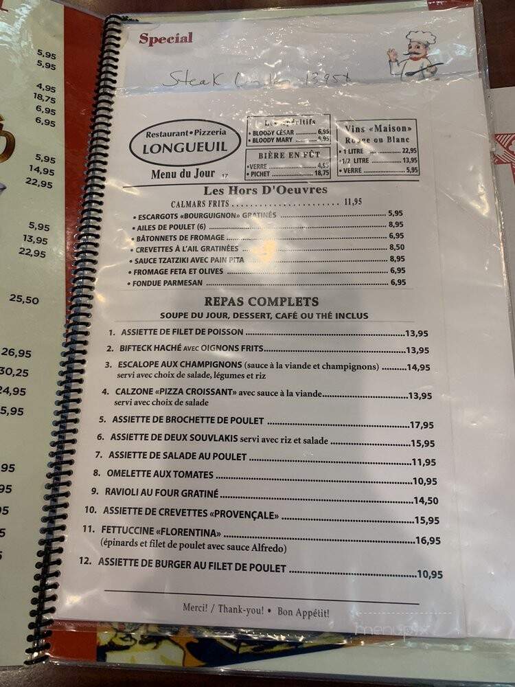 Longueuil Pizza Restaurant - Longueuil, QC menu_pic