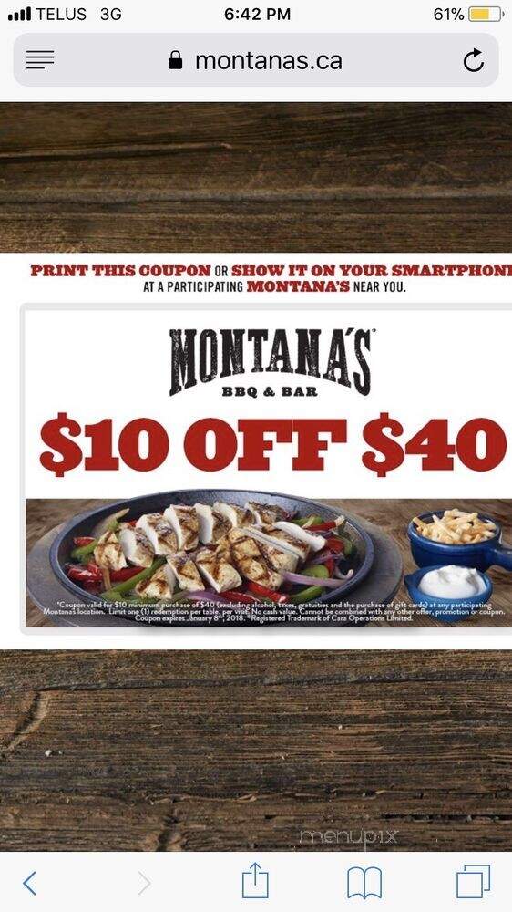 Montana's Cookhouse Bar & Grill - Calgary, AB menu_pic