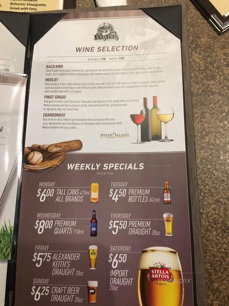 Buster's - Ottawa, ON menu_pic
