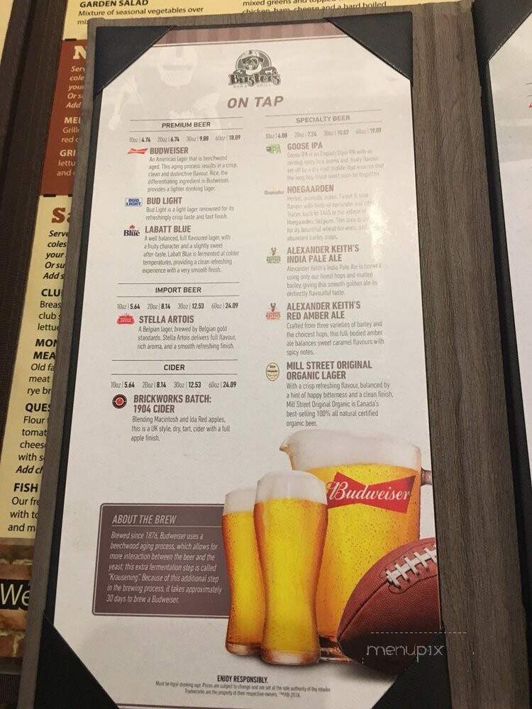 Buster's - Ottawa, ON menu_pic