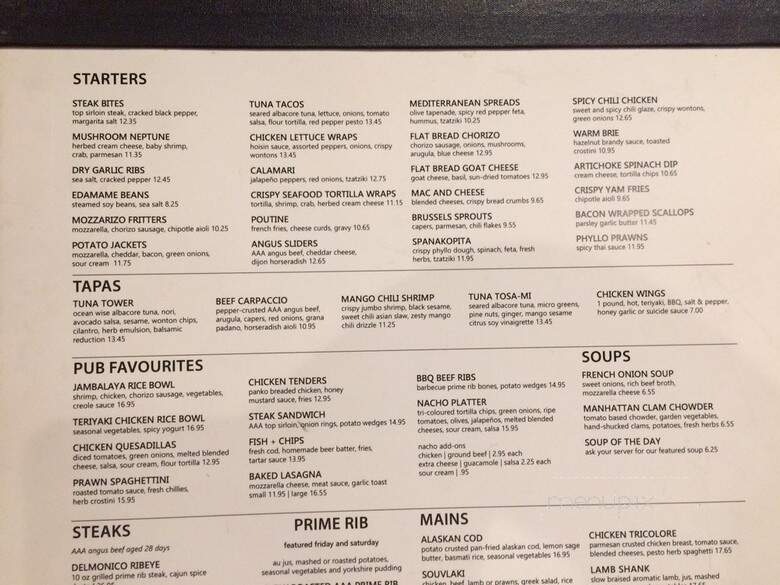 Venus Place - New Westminster, BC menu_pic