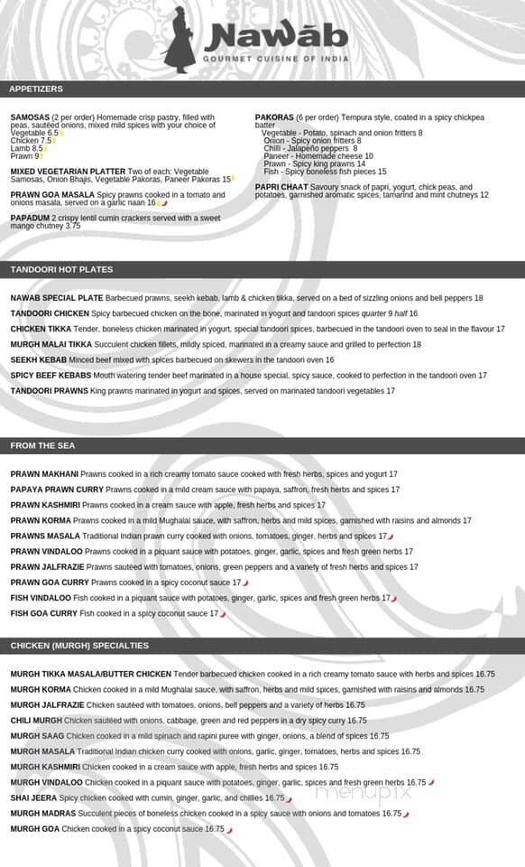 Nawab Restaurant - Calgary, AB menu_pic