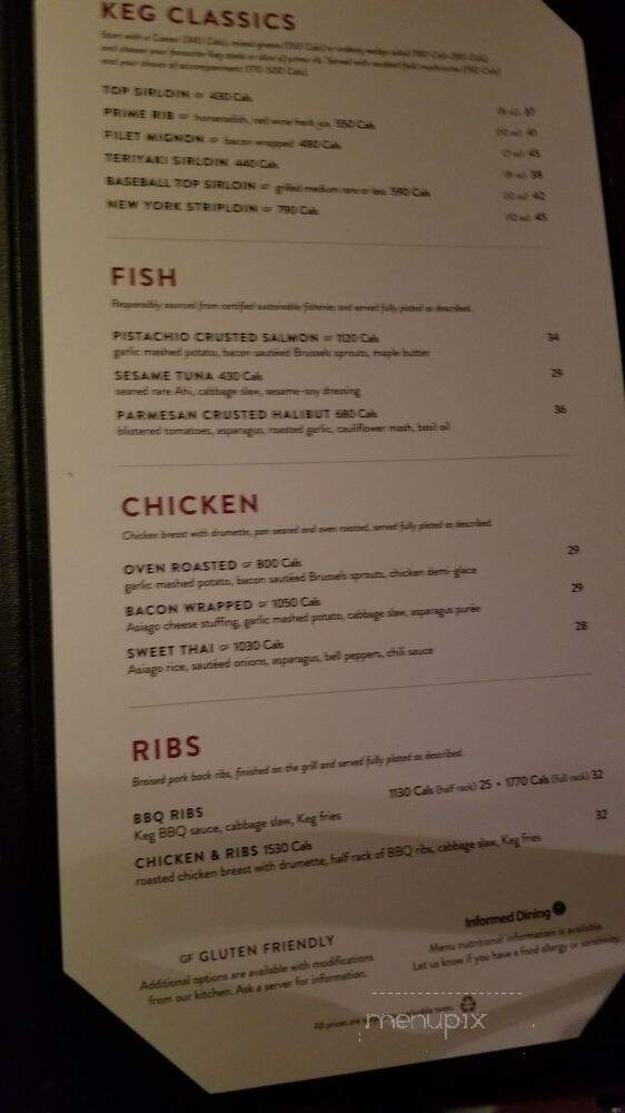 Keg Steakhouse & Bar - Toronto, ON menu_pic