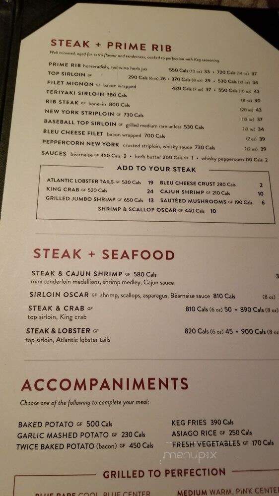 Keg Steakhouse & Bar - Toronto, ON menu_pic