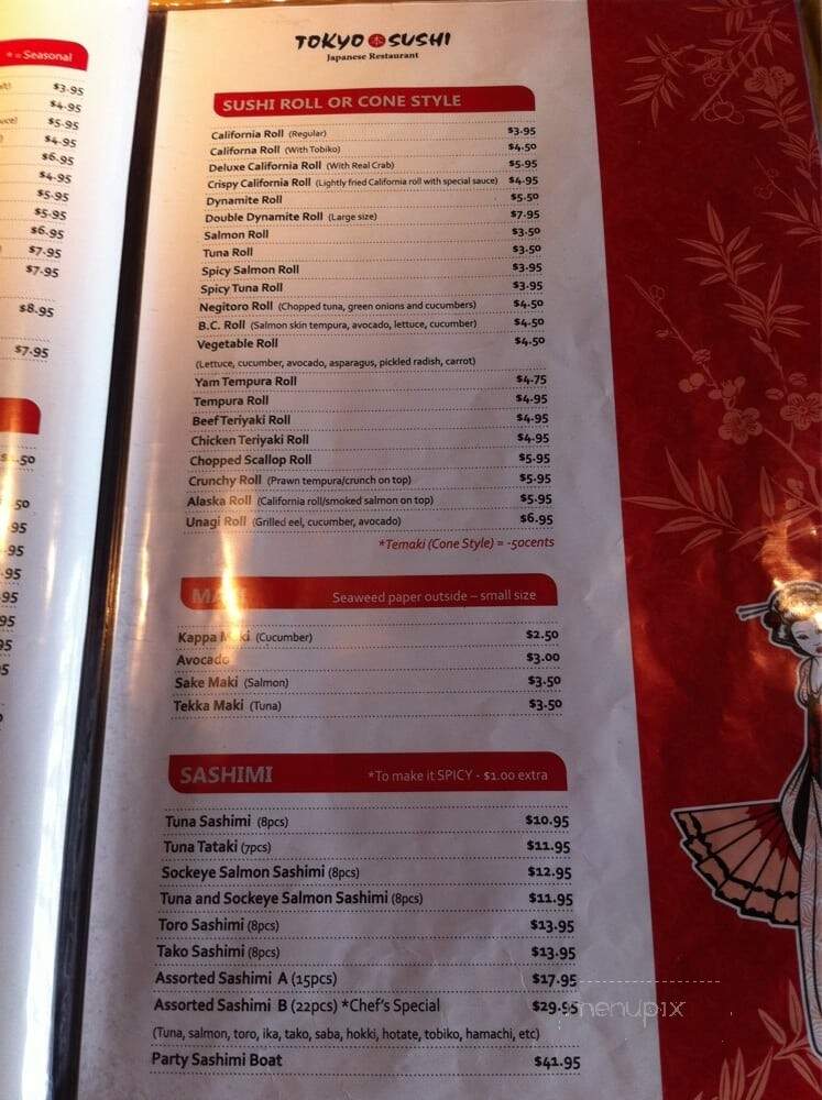 Tokyo Hon Sushi - Langley Twp, BC menu_pic