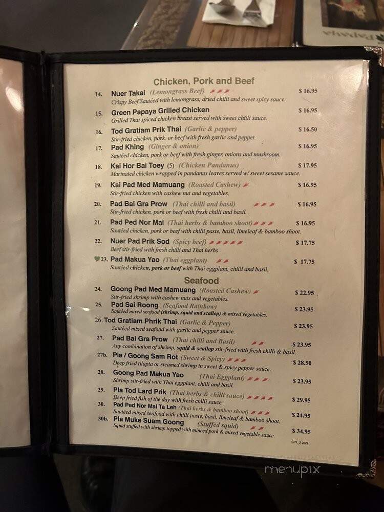 Green Papaya Classic Thai Cuisine - Ottawa, ON menu_pic