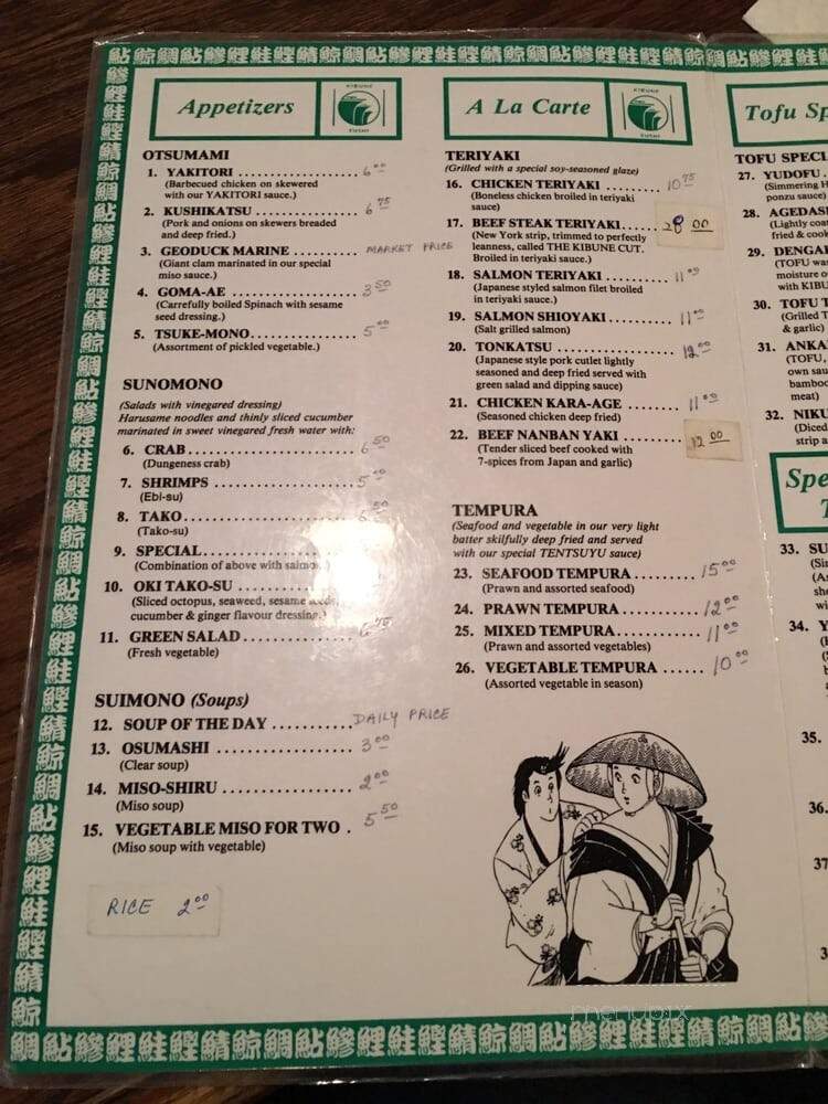 Kibune Sushi Restaurant - Vancouver, BC menu_pic