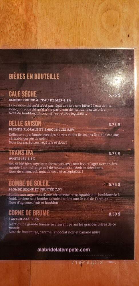 Restaurant Au Quai De L'Anse - Havre-Aubert, QC menu_pic