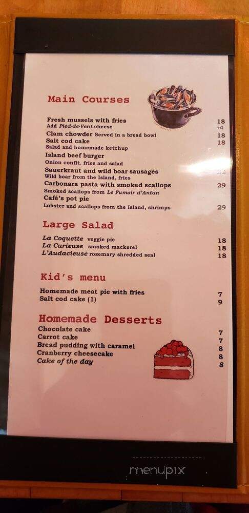 Restaurant Au Quai De L'Anse - Havre-Aubert, QC menu_pic