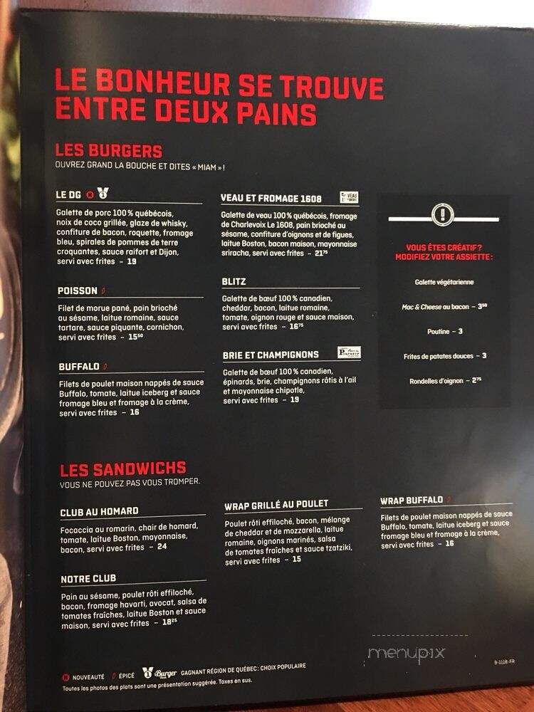 Cage aux Sports - Gatineau, QC menu_pic