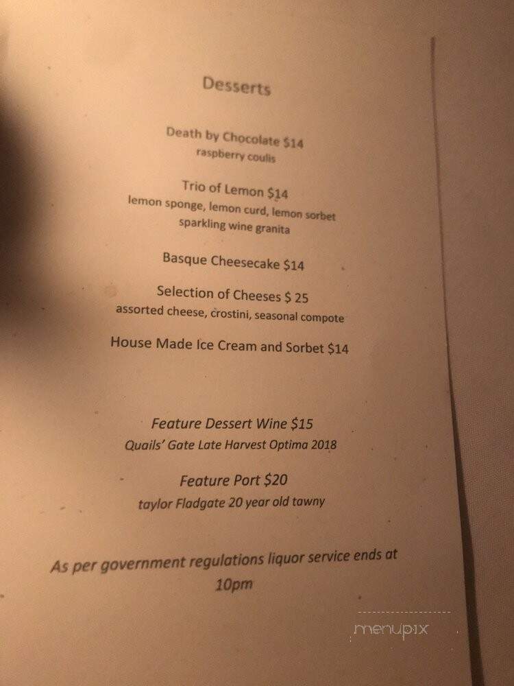 Bishop's Restaurant - Vancouver, BC menu_pic