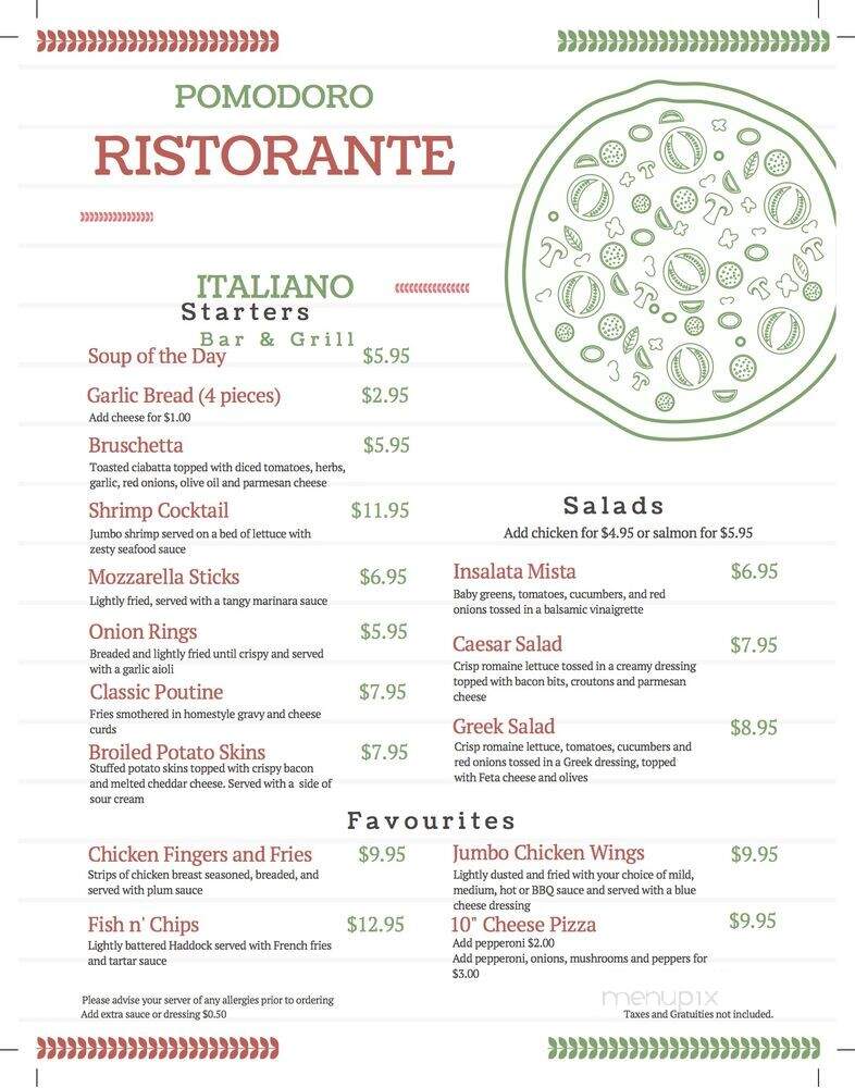 Pomodoro Ristorante - Oakville, ON menu_pic