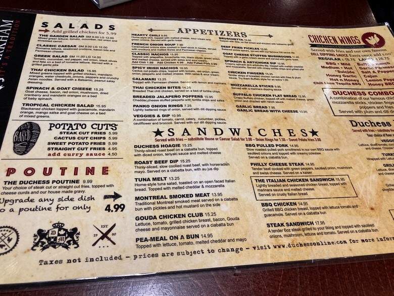 The Duchess Of Markham - Markham, ON menu_pic