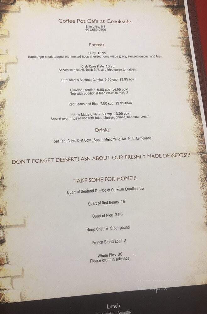 The Coffee Pot - Winnipeg, MB menu_pic