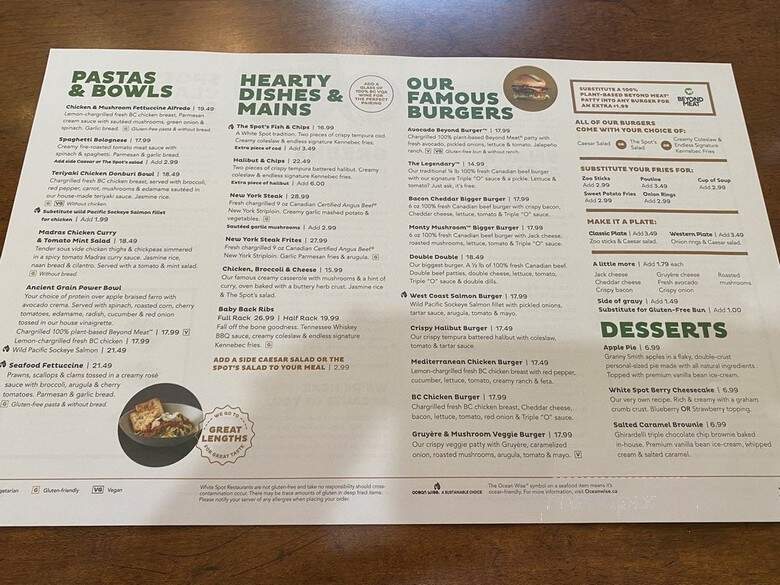 White Spot Restaurant - Surrey, BC menu_pic