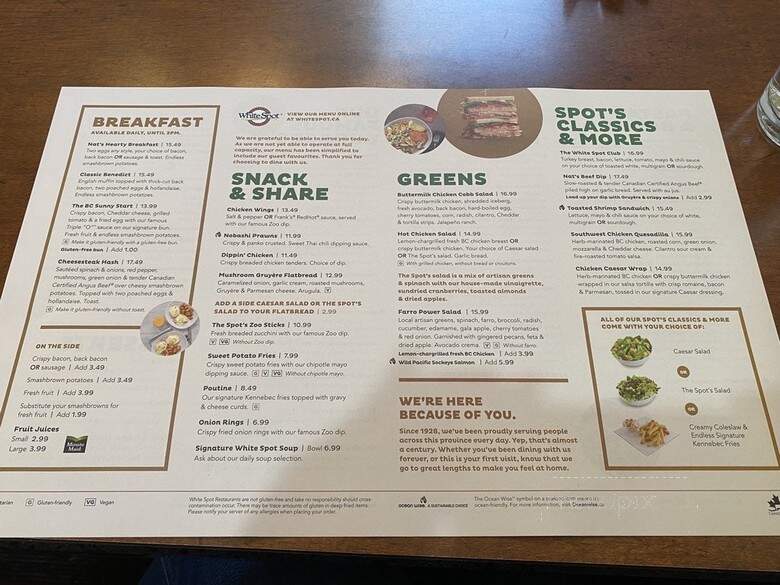 White Spot Restaurant - Surrey, BC menu_pic
