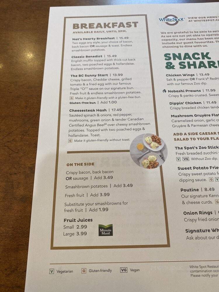 White Spot Restaurant - Surrey, BC menu_pic