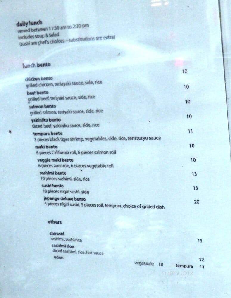 Japango Sushi & Noodle Restaurants - Toronto, ON menu_pic