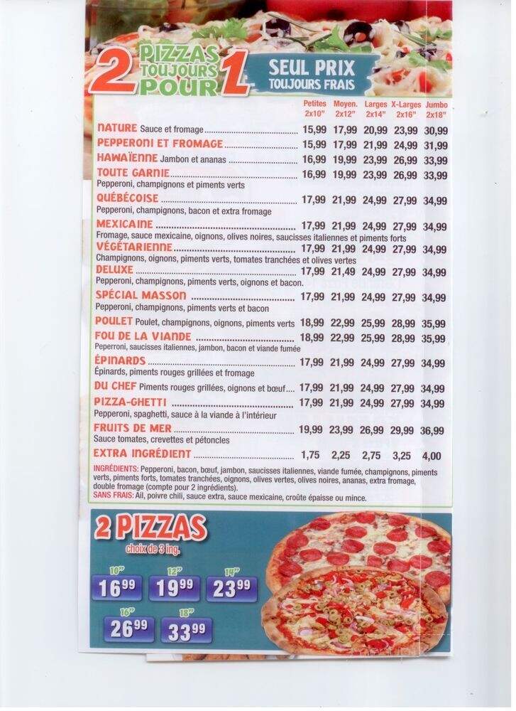 Pizza Masson Enr - Montreal, QC menu_pic