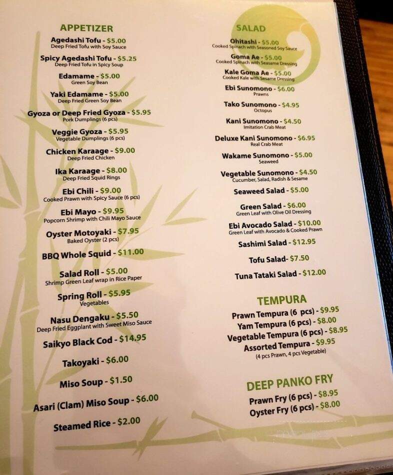 Zipang Sushi - Vancouver, BC menu_pic