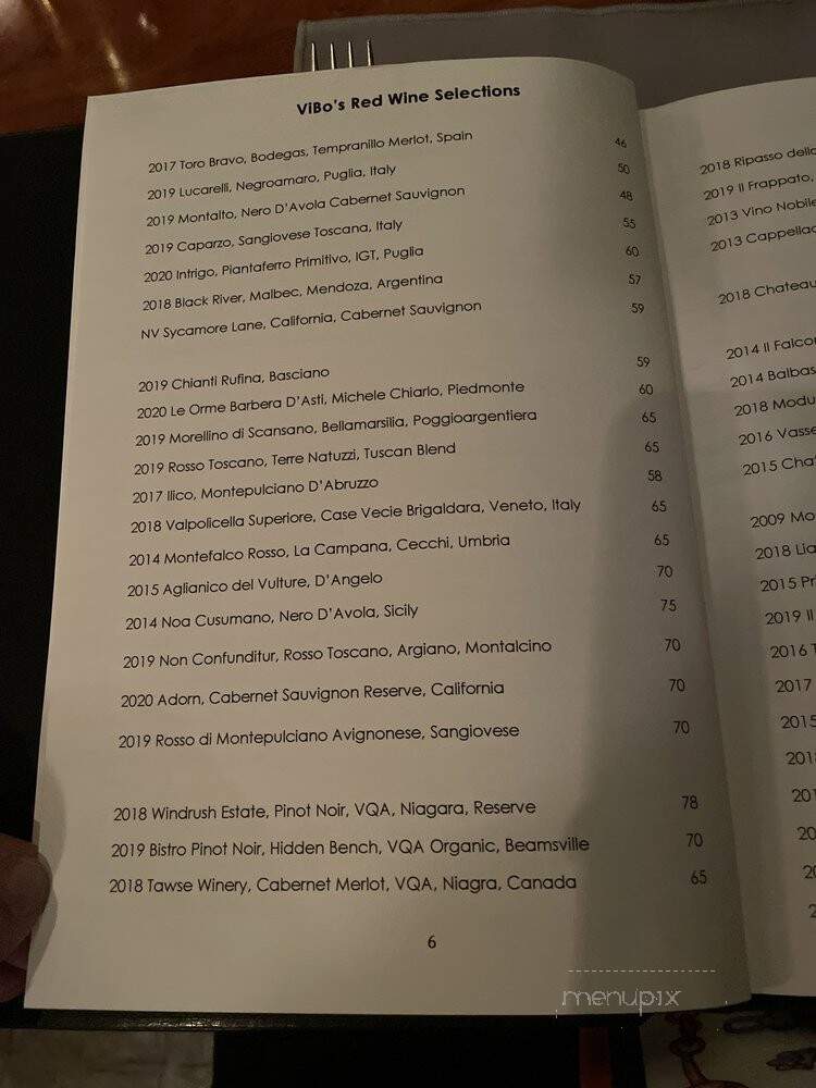 ViBo Restaurant - Toronto, ON menu_pic