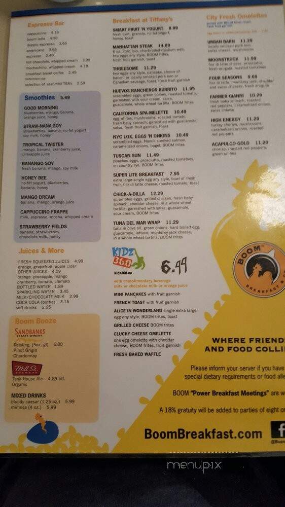 Boom Breakfast & Co - Toronto, ON menu_pic
