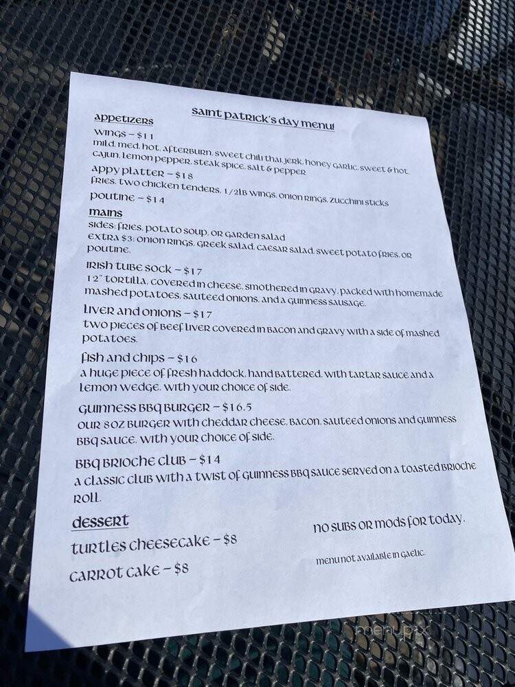 O'Grady's Outpost - Ottawa, ON menu_pic