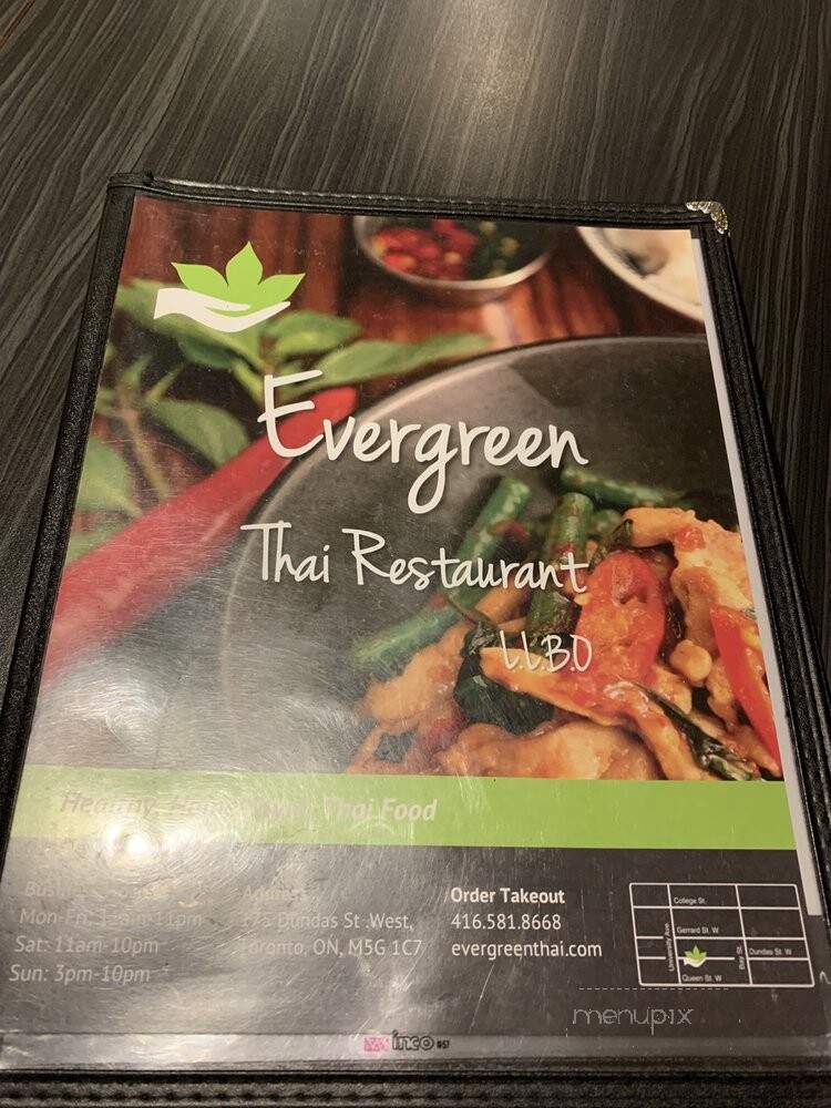 Evergreen Thai Restaurant - Toronto, ON menu_pic