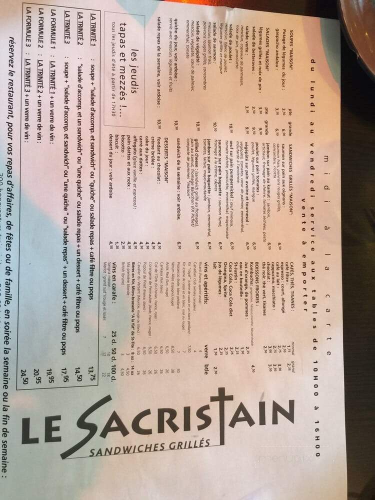 Sacristain Inc (Le) - Trois-Rivieres, QC menu_pic