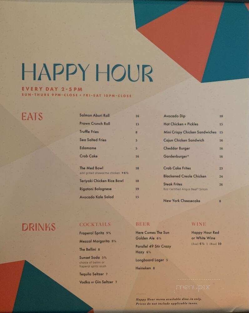 Cactus Club Cafe - Richmond, BC menu_pic