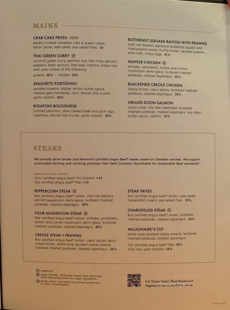 Cactus Club Cafe - Richmond, BC menu_pic