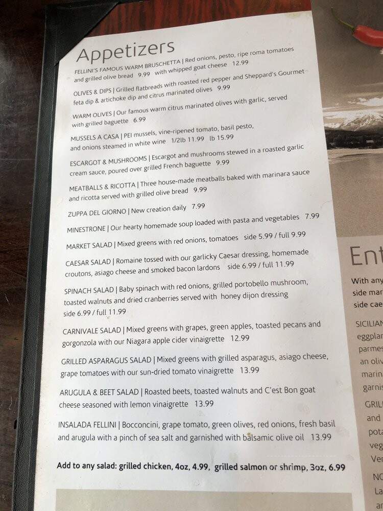 Fellinis Italian-Mediterranean - Stratford, ON menu_pic