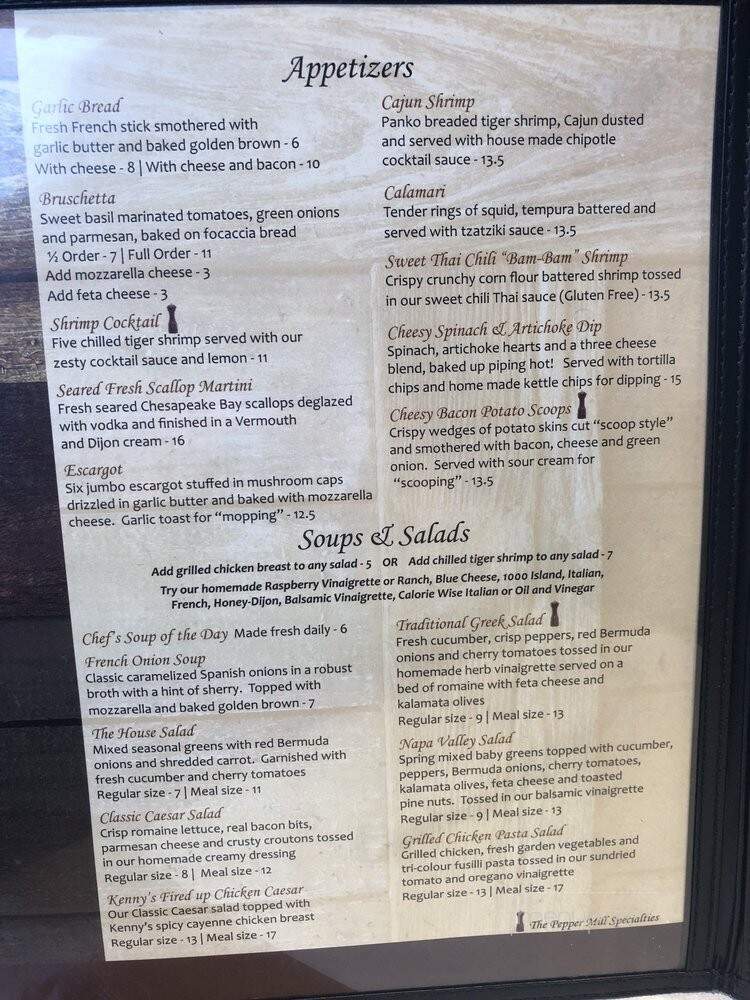 Pepper Mill Steak & Pasta House - Carnarvon, ON menu_pic