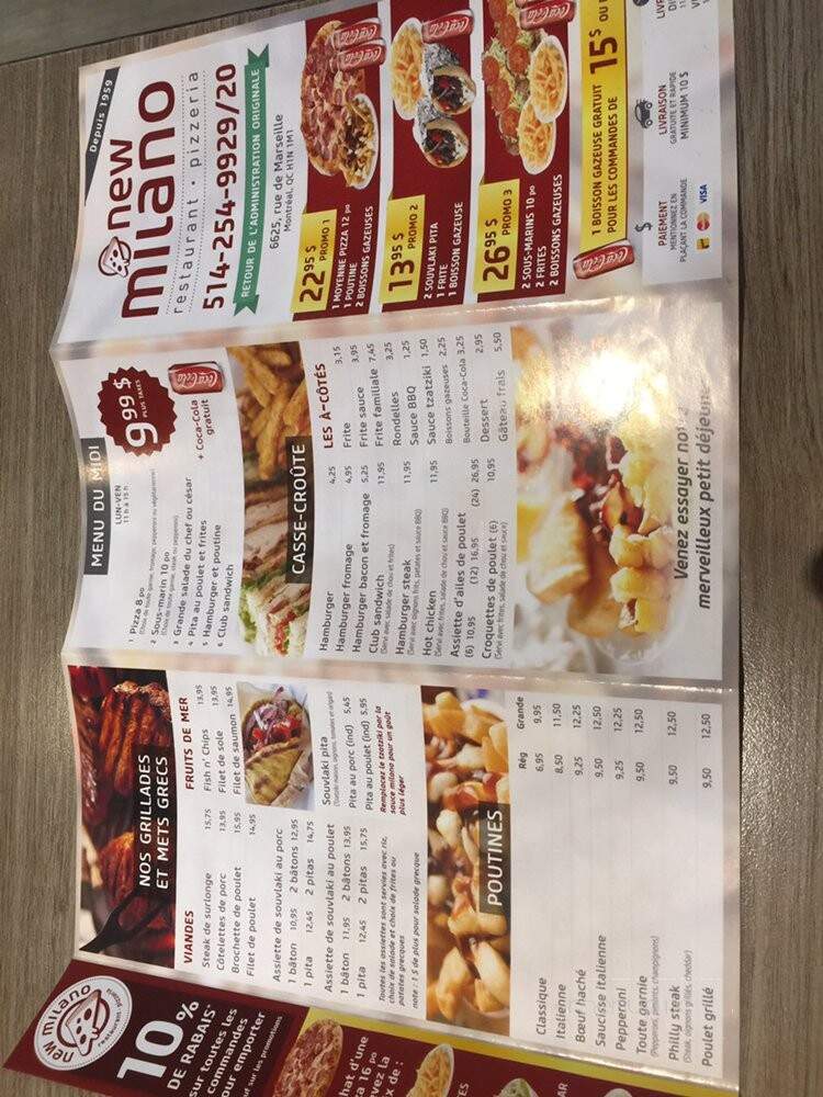 New Milano Pizzeria - Montreal, QC menu_pic