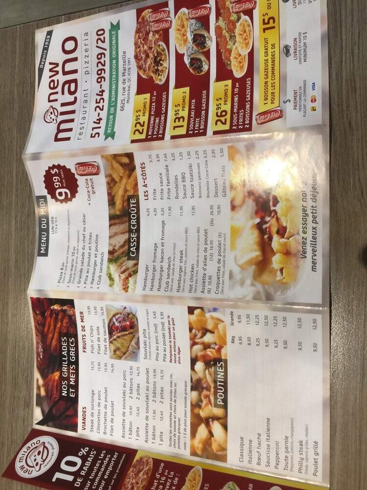 New Milano Pizzeria - Montreal, QC menu_pic