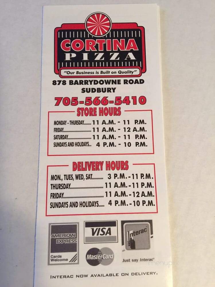 Cortina Pizza - Sudbury, ON menu_pic