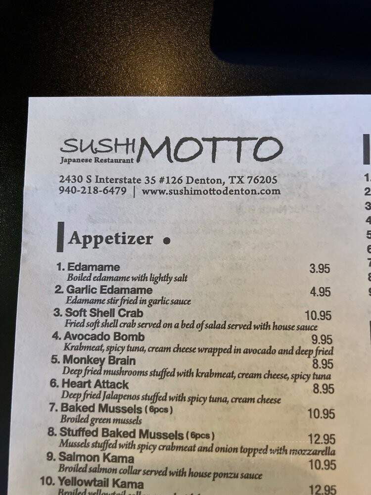 Sushi Motto - Calgary, AB menu_pic