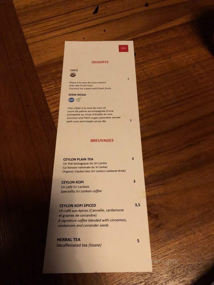 Namaste - Montreal, QC menu_pic